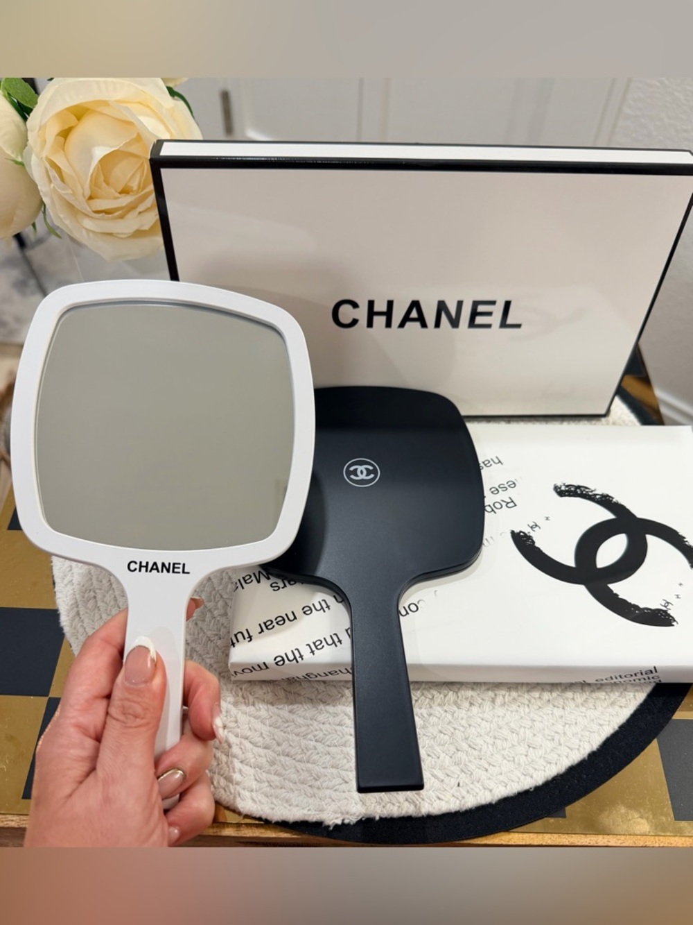 ❣️PICK ONE❣️Black OR White Chanel Beaute Hand Mirror- NIB & Gift Wrapped & Ready